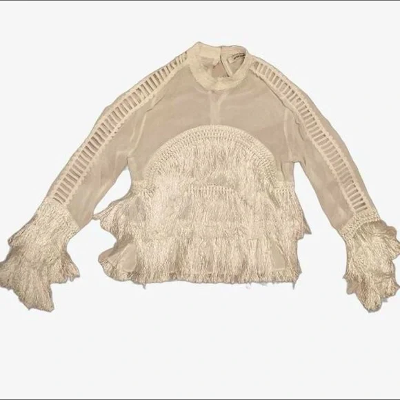 【新品】airy fringe sheer tops(white) SOI-MeME】sheer fringe top – MARILYN MOON OFFICIAL ONLINE SHOP